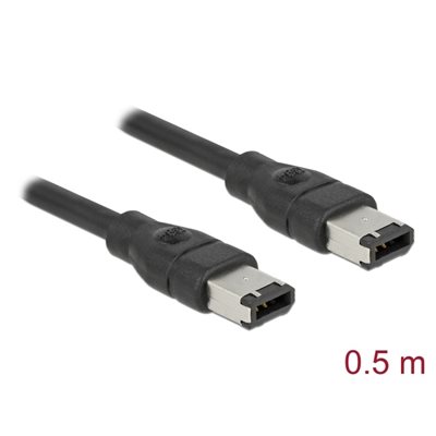DeLock FireWire 6-pin -kaapeli, 0,5m, musta