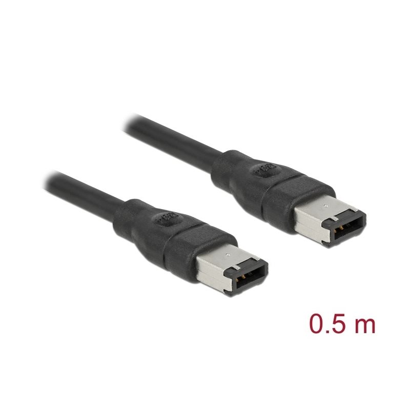 DeLock FireWire 6-pin -kaapeli, 0,5m, musta