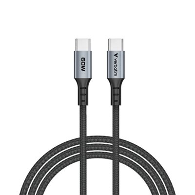 Verbatim 2.0 USB-C -kaapeli, PD3.0 60W, 1,2m, musta