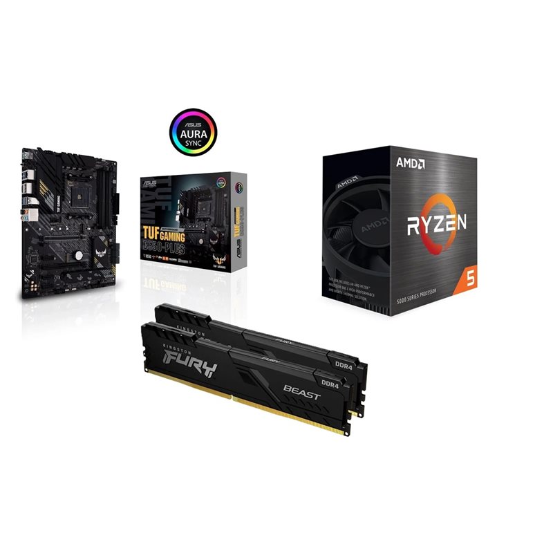 Asus TUF GAMING B550-PLUS + Ryzen 5 5600T + 16GB DDR4 3200MHz -tuotepaketti
