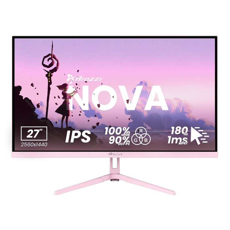 Arozzi 27" Nova IPS, 180Hz (OC) QHD -pelimonitori, pinkki