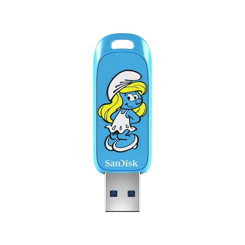 Sandisk 256GB Smurfette Limited Edition, 3.2 Gen1 USB-A -muistitikku, 130 MB/s, sininen