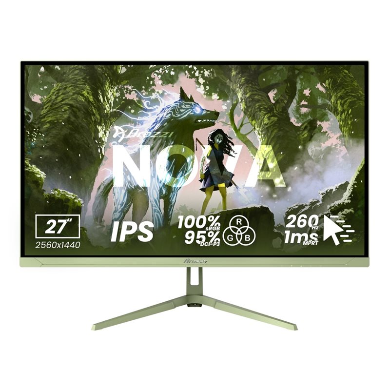 Arozzi 27" Nova IPS, 260Hz (OC) QHD -pelimonitori, metsänvihreä