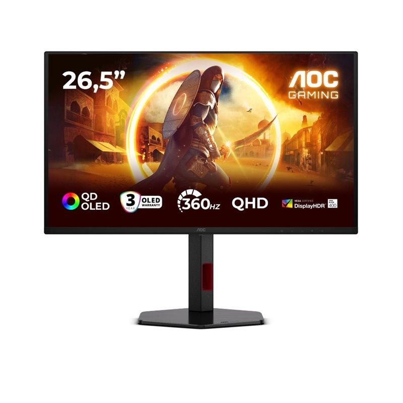 AOC 27" Q27G4SDR, 360Hz QHD OLED-pelimonitori, musta