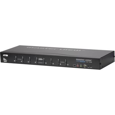 Aten KVM-kytkin, 1 pääte ohjaa 8 konetta, DVI/USB, 2 lisäUSBporttia