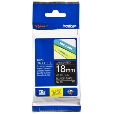 Brother TZE345 18 WHITE ON BLACK