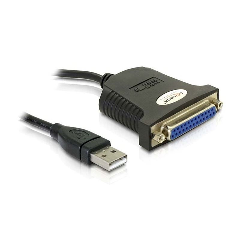 DeLock USB 1.1 -> Rinnakkaisportti -adapterikaapeli, 0,8m, musta