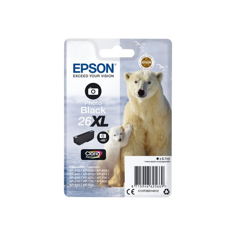 Epson 26XL Claria Premium Ink Polar Bear -väriainekasetti, valokuvamusta