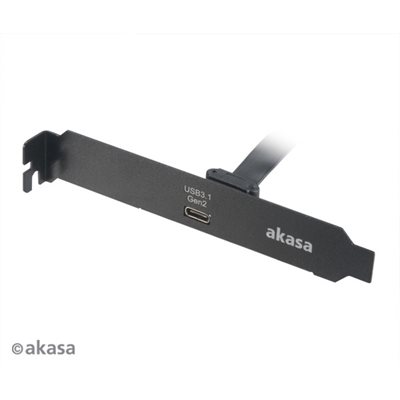 Akasa USB 3.2 Gen2 sisäinen adapterikaapeli -> ulkoinen USB-C -portti PCI-paikkaan, 50cm, musta