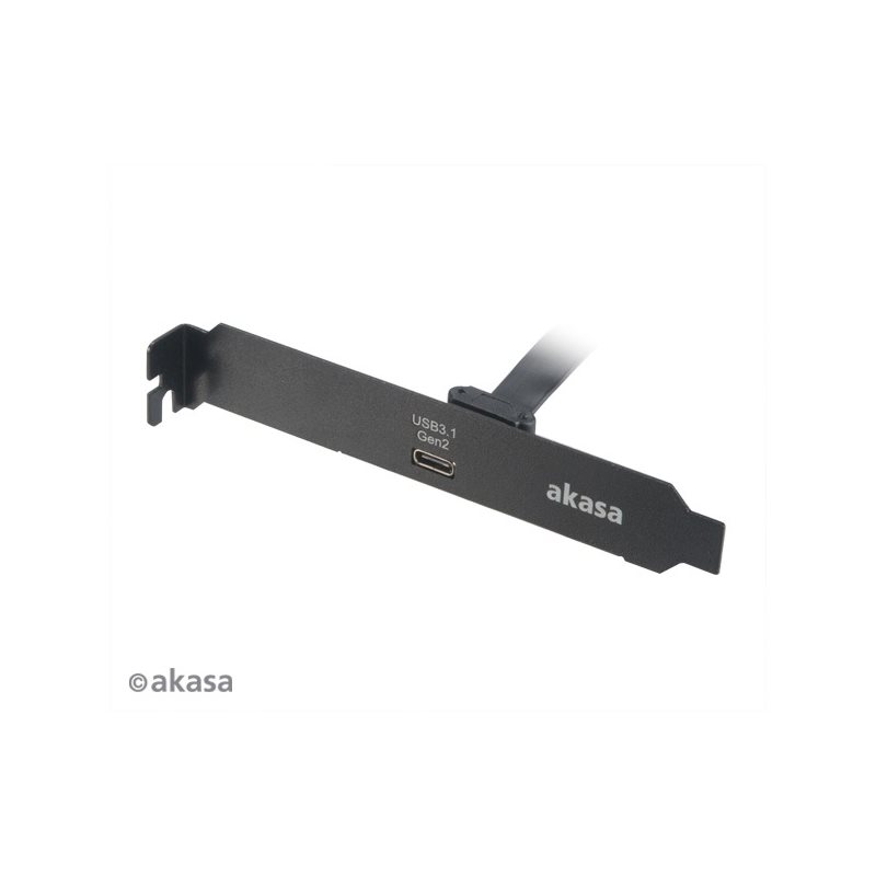 Akasa USB 3.1 Gen2 sisäinen adapterikaapeli -> ulkoinen USB-C -portti PCI-paikkaan, 50cm, musta
