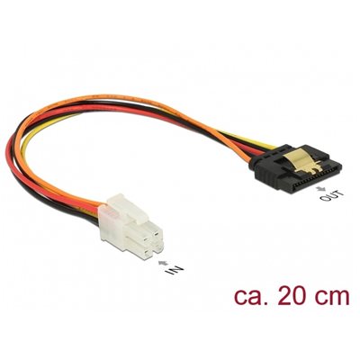 DeLock P4 uros -> SATA 15-pin receptacle -kaapeli, 20cm