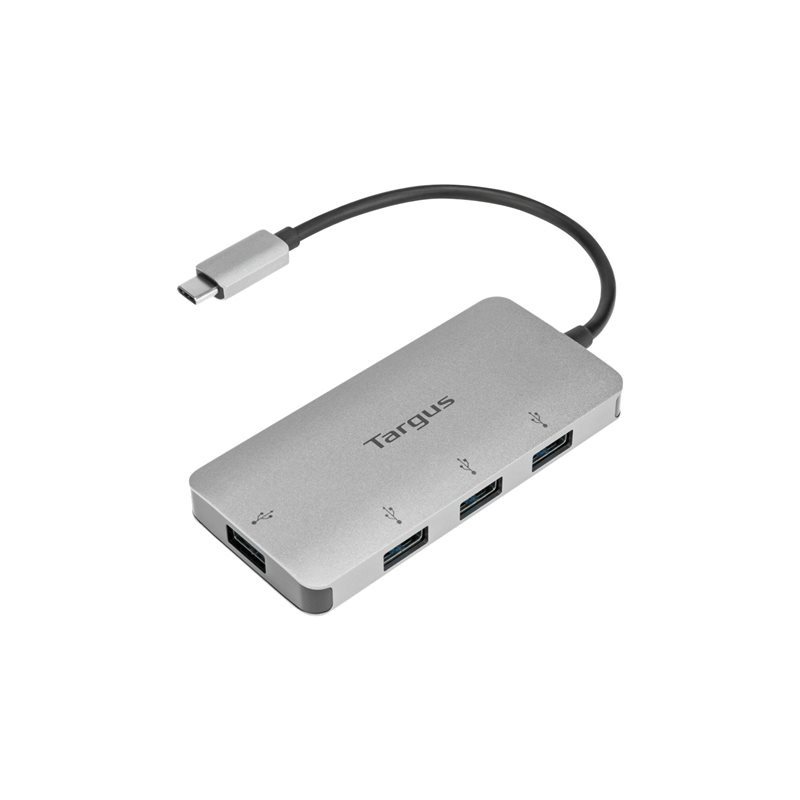 Targus USB-C to 4-Port USB-hubi, hopea/musta