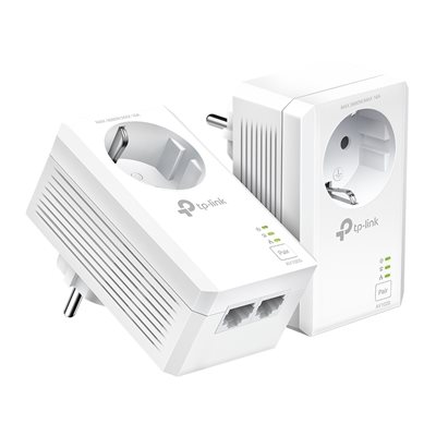 TP-Link TL-PA7027P KIT, AV1000 2-Port Gigabit Passthrough Powerline Starter Kit, valkoinen
