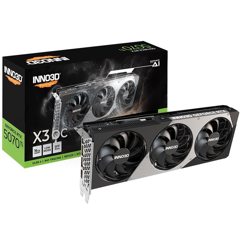 INNO3D GeForce RTX 5070 Ti X3 OC -näytönohjain, 16GB GDDR7