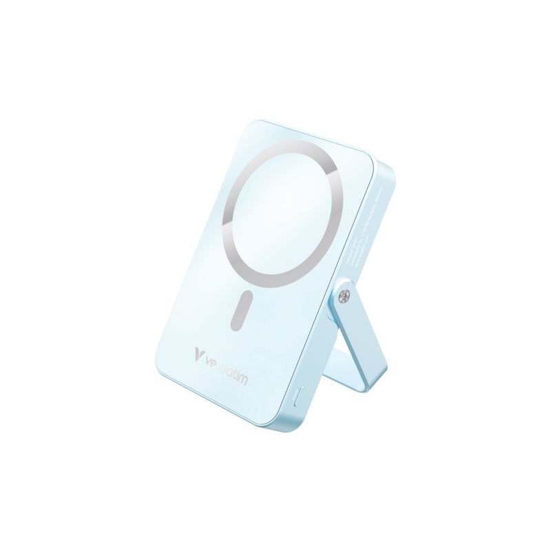 Verbatim 10 000mAh Charge 'n' Go, varavirtalähde telineellä, Magsafe, USB-C PD 20W, sininen