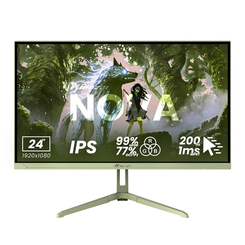 Arozzi 24" Nova IPS, 200Hz (OC) Full HD -pelimonitori, metsänvihreä