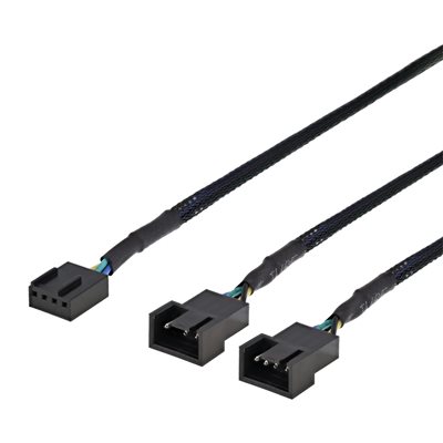 Deltaco PWM-tuulettimien jakaja, 4-pin uros -> 2x 4-pin naaras, musta