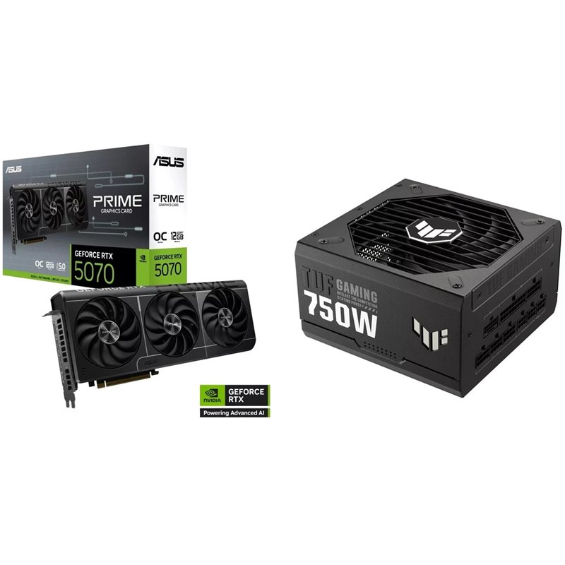 Asus PRIME-RTX5070-O12G + TUF-GAMING-750G -tuotepaketti