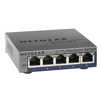 Netgear ProSafe Plus GS105Ev2, 5-porttinen työpöytäkytkin, harmaa