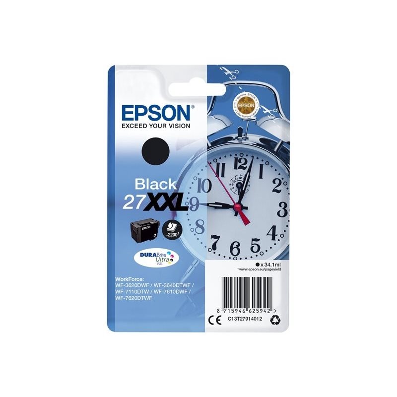 Epson 27XXL DURABrite Ultra Alarm Clock -väriainekasetti, musta