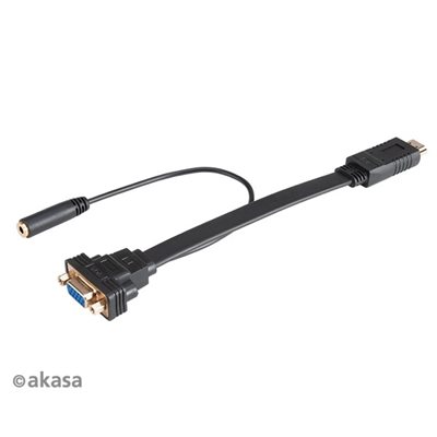 Akasa HDMI -> VGA -adapteri, mukana audio, 20cm, musta