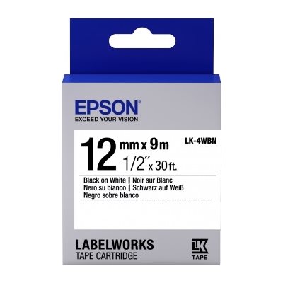 Epson LK-4WBN -teippikasetti, 12mm x 9m, musta valkoisella