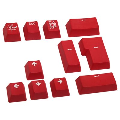 Ducky PBT Double-Shot Keycap Set -näppäinhattusarja, 11 osaa, punainen
