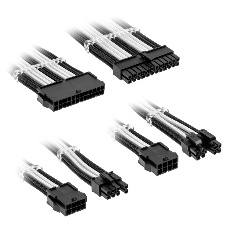 Kolink Core Standard Braided Cable Extension Kit - Jet Black/Brilliant White, musta/valkoinen