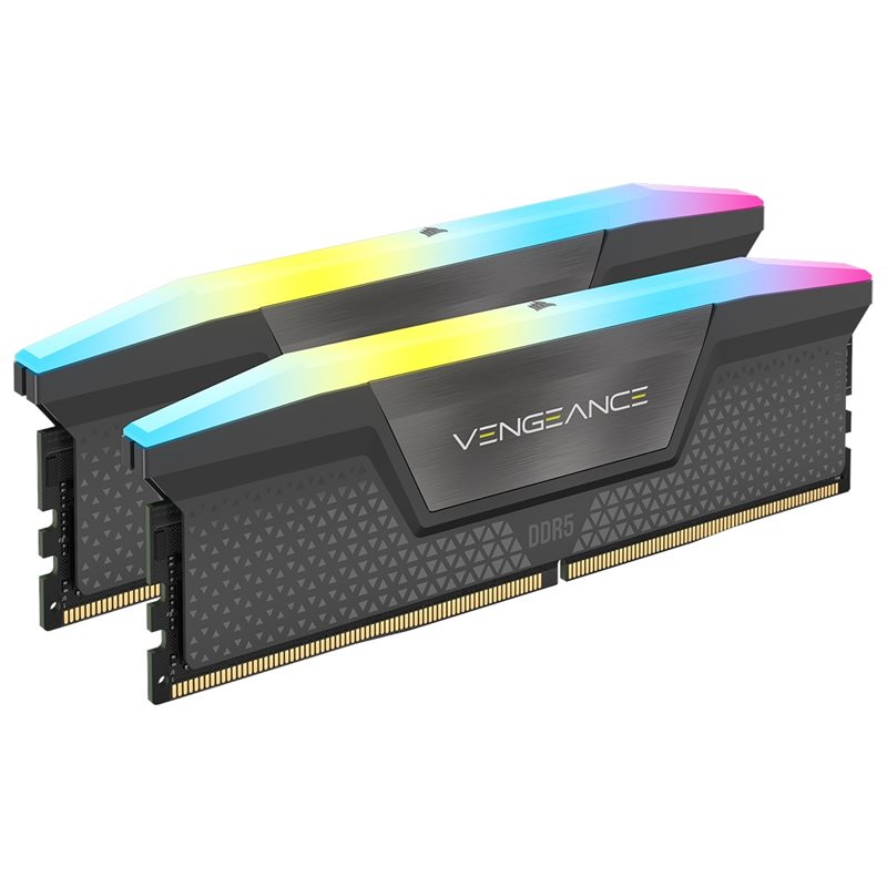 Corsair 64GB (2 x 32GB) Vengeance RGB, DDR5 6000MHz, CL28, 1.40V, harmaa