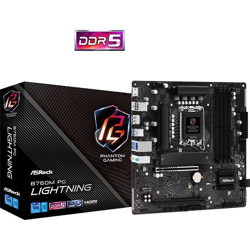 ASRock B760M PG Lightning, mATX-emolevy