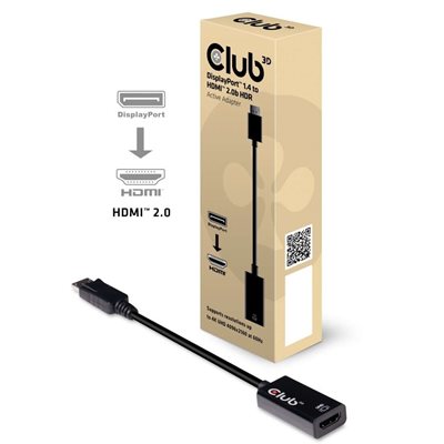 Club 3D DisplayPort 1.4 -> HDMI 2.0b -adapterikaapeli, aktiivinen, musta