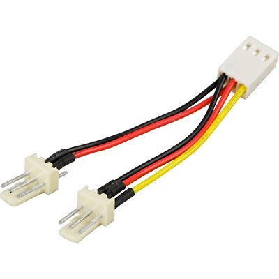 Deltaco Y-adapterikaapeli 3-pin tuulettimille