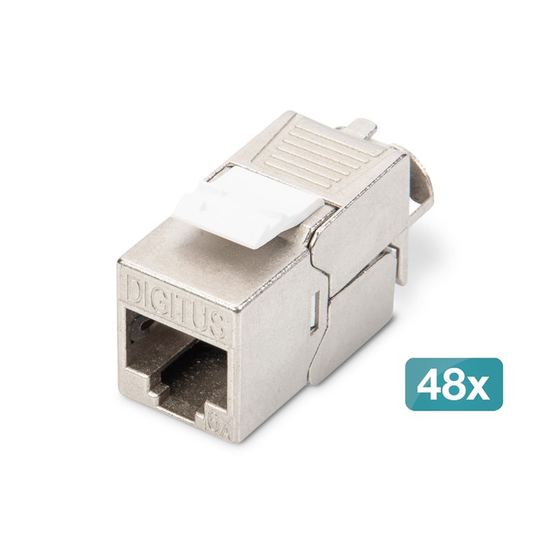 Digitus Suojattu FTP Cat6A Keystone-liitinmoduuli, Tool-free, hopea, 48kpl