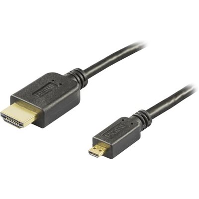 Deltaco HDMI-kaapeli,1.4+E,19-pin ur-Micro 19-pin ur, 1080p, musta, 5m