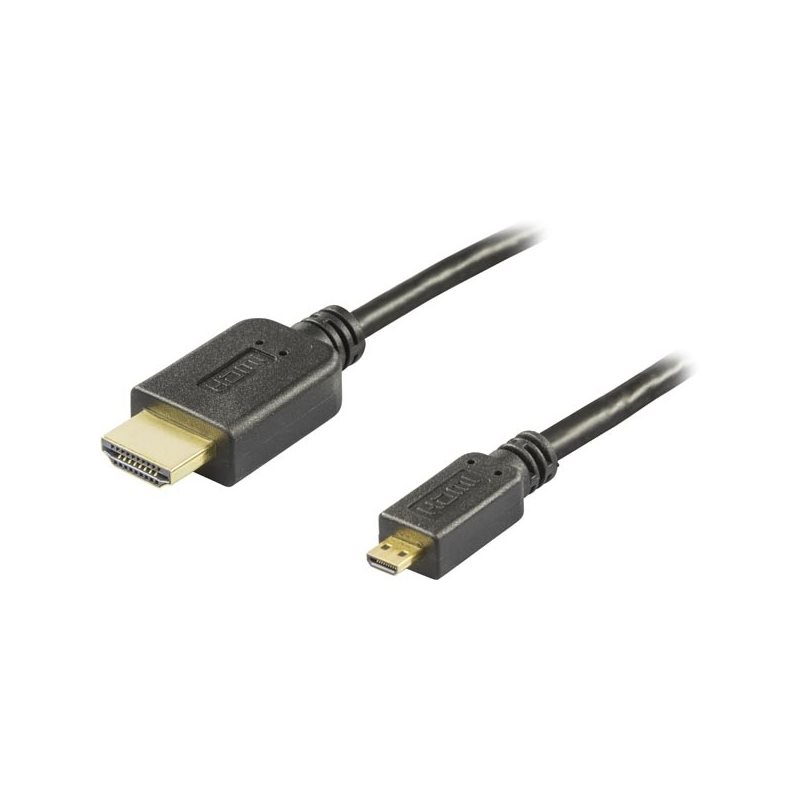 Deltaco HDMI-kaapeli,1.4+E,19-pin ur-Micro 19-pin ur, 1080p, musta, 5m