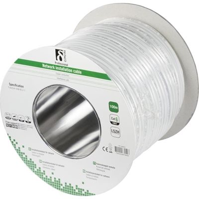 Deltaco F/UTP Cat6 suojattu asennuskaapeli, LSZH, 100m kela, valkoinen