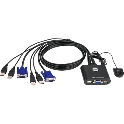 Aten KVM-switch, 1> 2, USB, kaapeleilla 0,9m