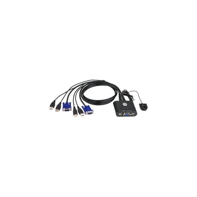 Aten KVM-switch, 1> 2, USB, kaapeleilla 0,9m
