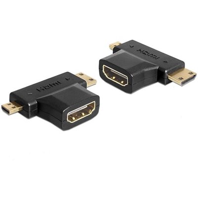 DeLock HDMI -> Mini/Micro-HDMI -adapteri, musta