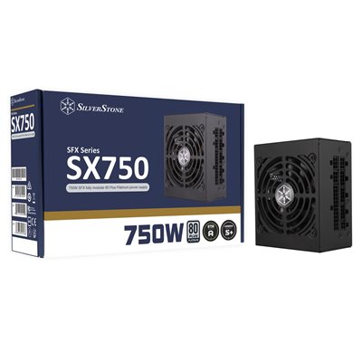 SilverStone 750W SX750, modulaarinen SFX-virtalähde, 80 Plus Platinum, musta