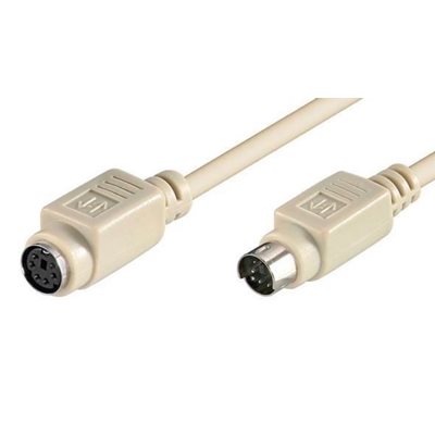 MicroConnect PS/2 MD6 -jatkokaapeli, uros-naaras, 2m, harmaa