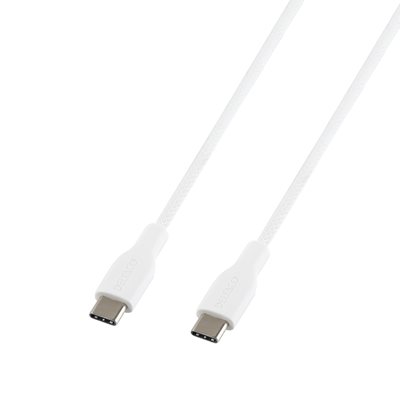 Deltaco 2.0 USB-C -kaapeli, SPR PD3.0 60W, 1m, valkoinen