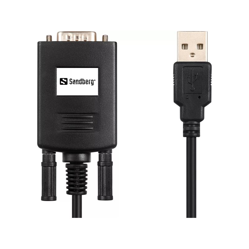 Sandberg USB-A -> Sarjaportti DB9 -kaapeli, 0,3m, musta