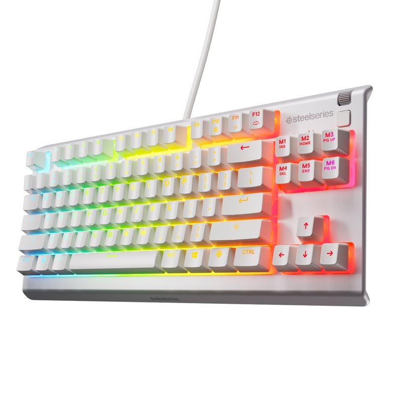 SteelSeries Apex 3 TKL -pelinäppäimistö, Whisper Quiet -kytkimet, valkoinen