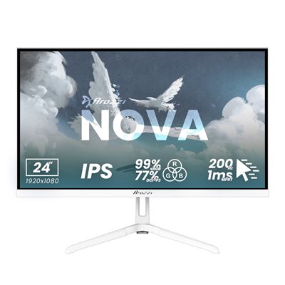 Arozzi 24" Nova IPS, 200Hz (OC) Full HD -pelimonitori, valkoinen