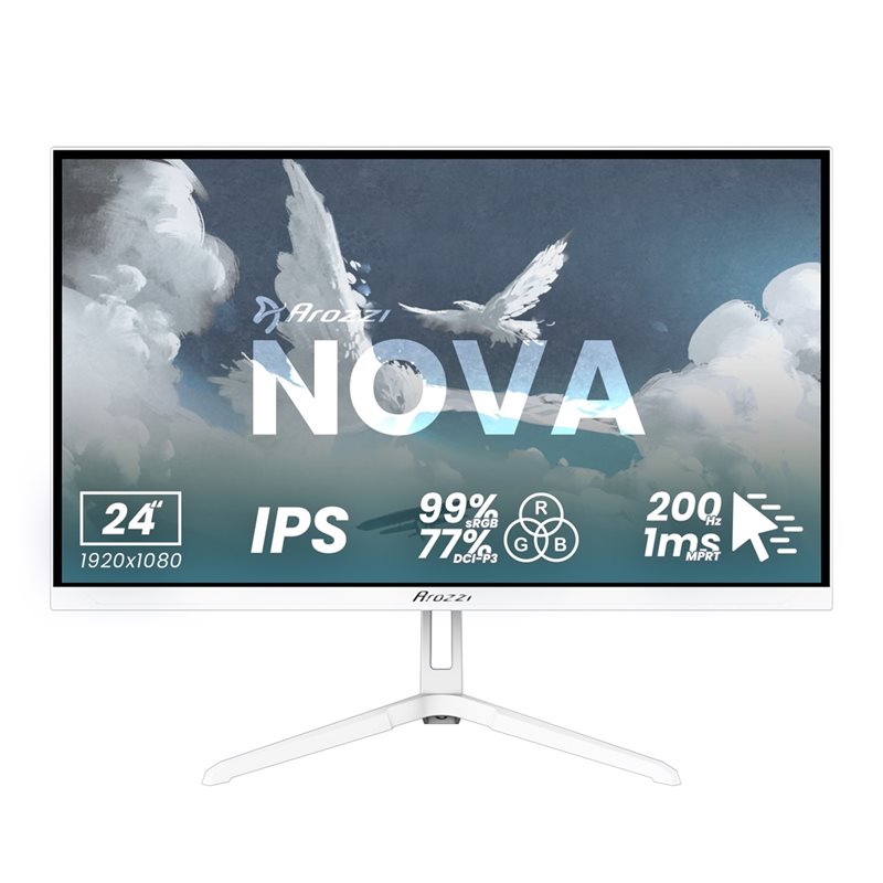 Arozzi 24" Nova IPS, 200Hz (OC) Full HD -pelimonitori, valkoinen