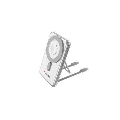 Verbatim 5000mAh Charge 'n' Go, varavirtalähde telineellä, Magsafe, 2x USB-C PD, hopea