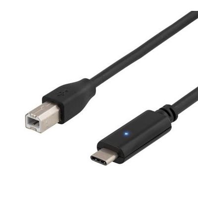 Deltaco 2.0 USB-C - USB-B -kaapeli, 1m, musta