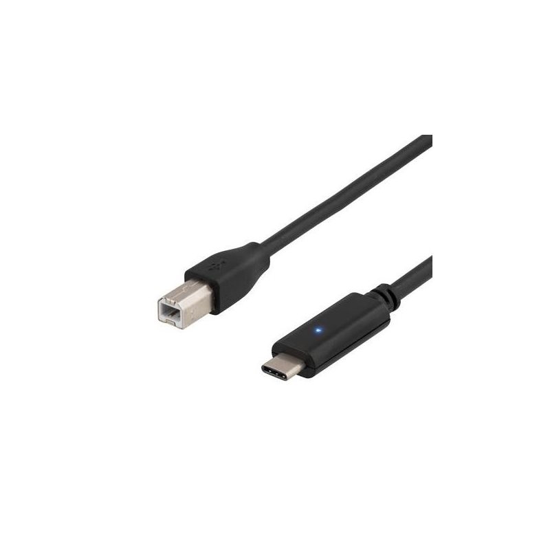 Deltaco 2.0 USB-C - USB-B -kaapeli, 1m, musta