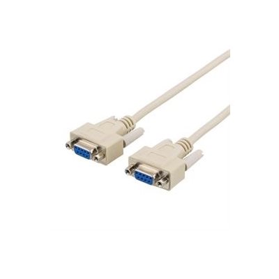 Deltaco Nollamodeemikaapeli, DB9 naaras-naaras, 5m, harmaa